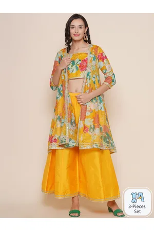 Bhama Couture Floral Printed Sleveless Co-Ords Set With Printed Shrug