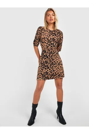 Boohoo Leopard Print Cut-Out Detail A-Line Dress