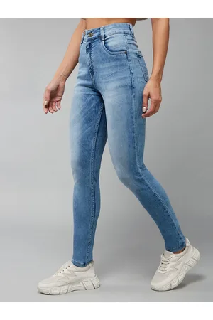 DOLCE CRUDO Women High-Rise Heavy Fade Slim Fit Stretchable Jeans
