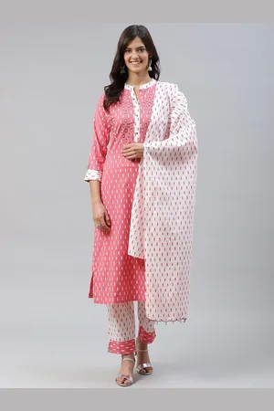 JC4U Printed Regular Beads and Stones Pure Cotton Kurta with Trousers & With Dupatta