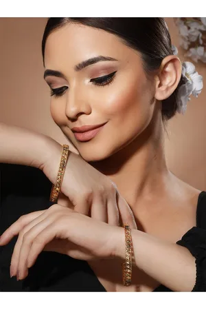 Priyaasi Set Of 2 Gold-Plated Stone Studded Bangles