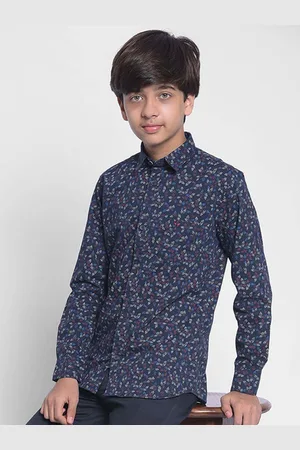 Crimsoune Club Boys Slim Fit Floral Printed Pure Cotton Casual Shirt