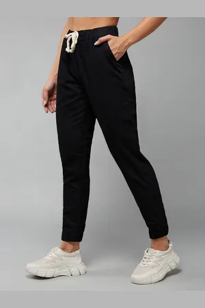 DOLCE CRUDO Women Lightweight Black Mid Rise Clean Look Joggers