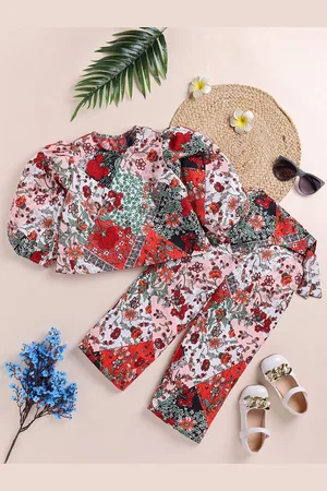 YK Girls Ethnic Motifs Printed Top with Trousers