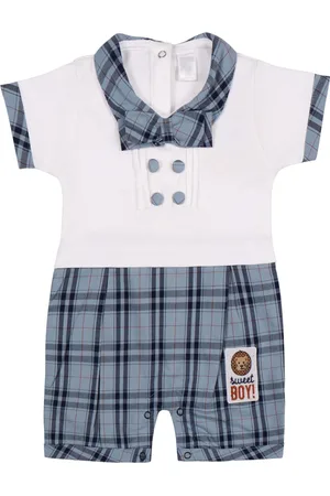 Wish Karo Infants Boys Striped Cotton Rompers With Aattached Bow