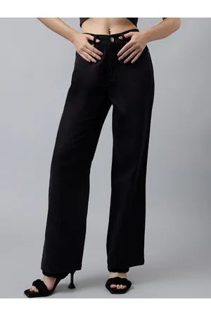 Xpose Women Comfort Wide Leg Fit High-Rise Casual Cotton Jeans