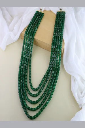 I Jewels Men Gold-Plated Artificial Beads Studded Layered Necklace