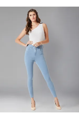 DOLCE CRUDO Women Blue Skinny Fit High-Rise Clean Look Stretchable Jeans