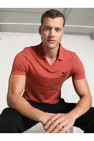 PUMA Classics Jacquard Men Striped Polo Collar Cotton T-Shirt
