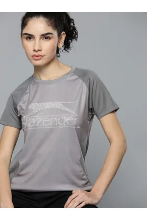 Slazenger Women Running Grey Brand carrier Crew Neck Ultra-Dry T-shirt