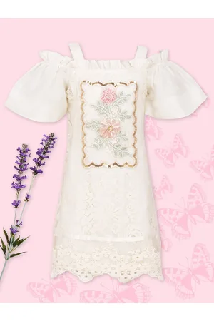 CUTECUMBER Girls Embellished Sequinned Puff Sleeve Sheath Dress