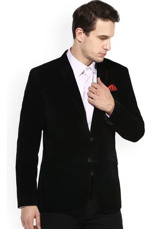 Hangup Black Regular Fit Single-Breasted Velvet Party Blazer