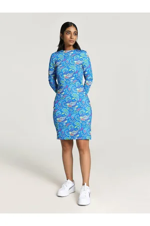 PUMA Infuse Sculpted Paisley Printed High Neck Slim-Fit Bodycon Dress