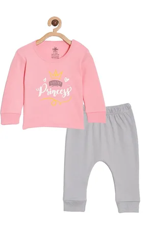The Mom Store Infant Girls Graphic Printed Pure Cotton T-Shirt With Trousers