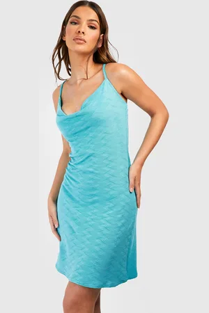 Boohoo Textured Cowl Neck Slip Dress