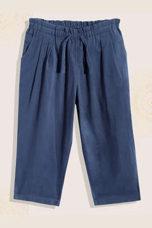Biba Girls Navy Blue Solid Pure Cotton Trousers