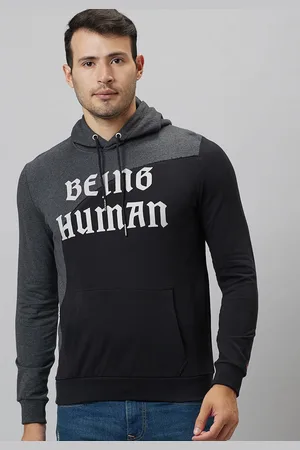 Being Human Typography Printed Hooded Long Sleeve Pullover Sweatshirt