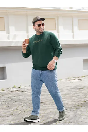 Sztori Men Plus Size Green Printed Sweatshirt