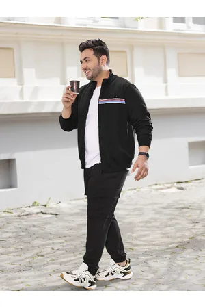 Sztori Men Plus Size Black Solid Sweatshirt
