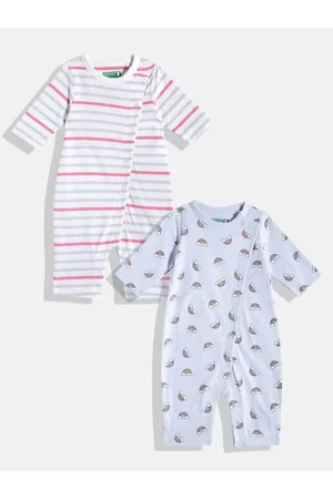 Benetton Infant Girls Pack of 2 Pure Cotton Rompers