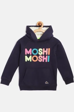 Cherry Crumble Unisex Kids Navy Blue Printed Hooded Sweatshirt