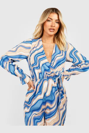 Boohoo Printed Wrap-Style Playsuit