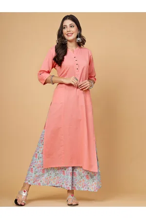 Pistaa Women Pink Regular Kurta with Palazzos