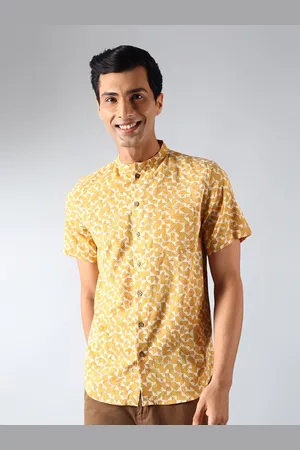 Fabindia Ethnic Motif Printed Band Collar Cotton Casual Shirt