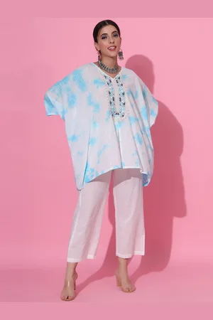 Jaipur Embroidered V-Neck Pure Cotton Kaftan Top With Trouser