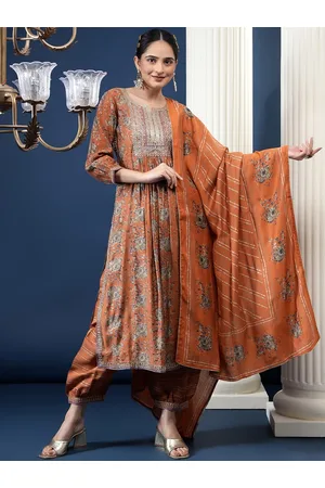 Bani Women Ethnic Motifs Printed Sequinned Chanderi Silk Kurta With Salwar & Dupatta
