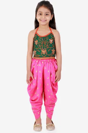 Twisha Girls Embellished Halter Neck Top with Dhoti Pants