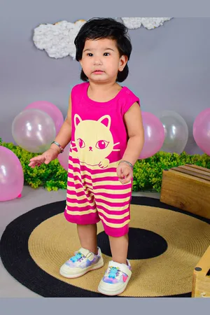Nino Bambino Infant Girls Printed Organic Cotton Romper