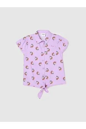 Max Collection Girls Conversational Printed Puff Sleeve Pure Cotton Shirt Style Top