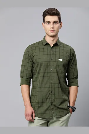 Majestic Men Comfort Slim Fit Windowpane Checked Cotton Casual Shirt