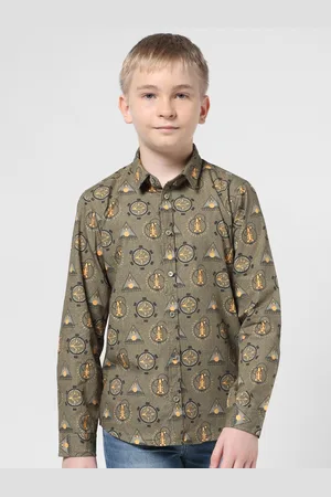 JACK & JONES Boys Slim Fit Conversational Printed Pure Cotton Casual Shirt