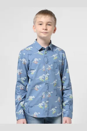 JACK & JONES Boys Conversational Printed Spread Collar Pure Cotton Casual Shirt