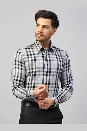LOUIS STITCH Comfort Tartan Checked Spread Collar Pure Cotton Formal Shirt