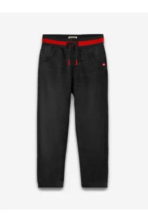 BONKIDS Boys Mid-Rise Cotton Denim Joggers