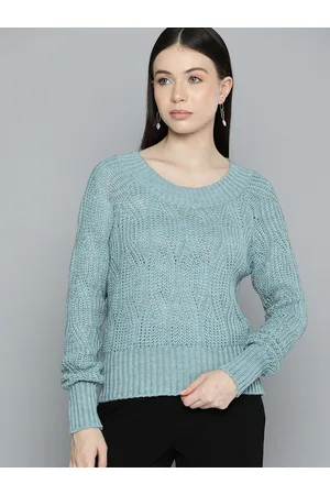 Chemistry Open Knit Raglan Sleeves Acrylic Pullover