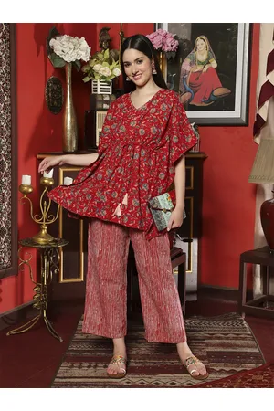Sangria Floral Printed Kaftan Co-Ord Set