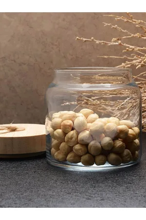 Pasabahce 2 Pcs Transparent & Brown Glass Jar Food Containers-575 ml