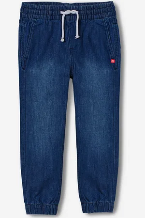 BONKIDS Boys Mid-Rise Cotton Denim Joggers