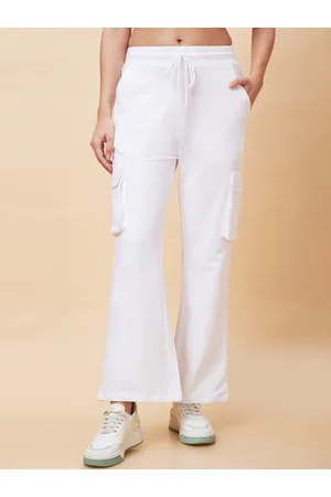 Globus Women High-Rise Pure Cotton Straight Leg Bootcut Trousers