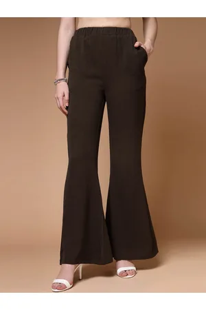 Women Brown Mid Rise Bootcut Trousers –