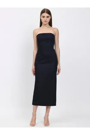DEPANO Off Shoulder Cotton Denim Sheath Midi Dress
