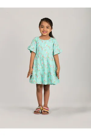 Zalio Girls Floral Print Cinched Waist Longline Cotton Top