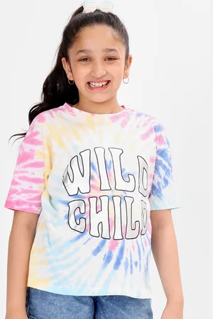 BONKIDS Girls Typography Printed Cotton T-shirt