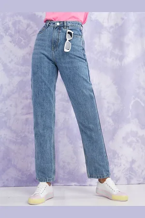 Styli Women Straight Fit High-Rise Heavy Fade Stretchable Denim Jeans