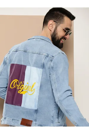 HERE&NOW Typography Printed Denim Truckers Jacket