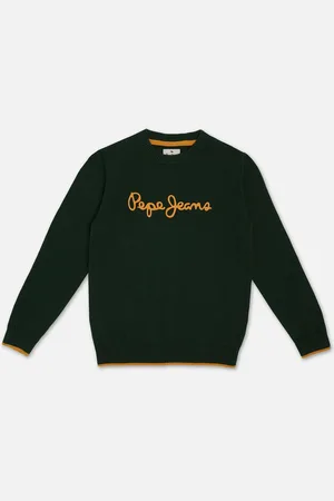 Pepe Jeans Boys Brand Logo Printed Round Neck Cotton Pullover Sweater